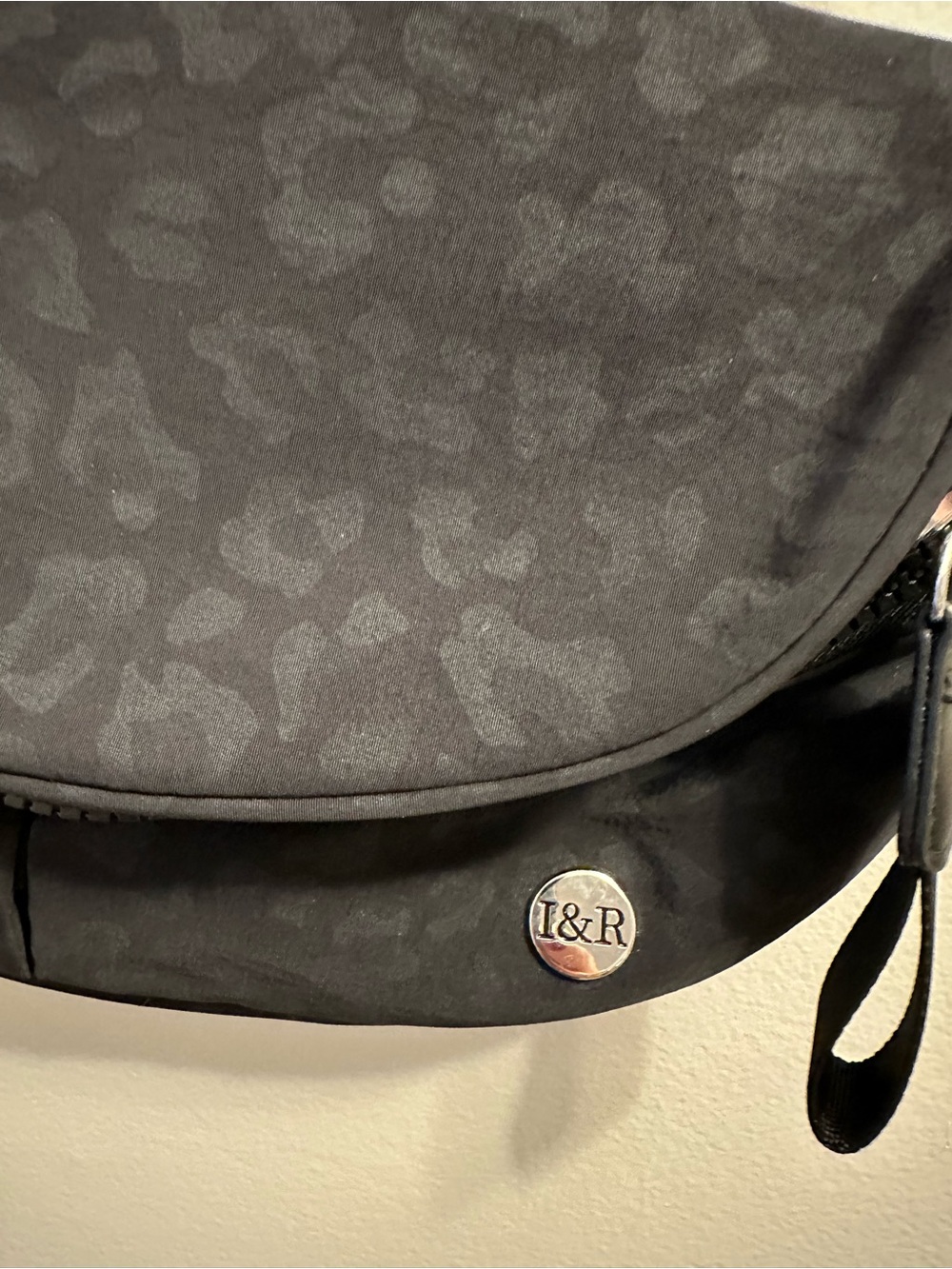 #366 I&R Black Leopard-Print Crossbody Bag